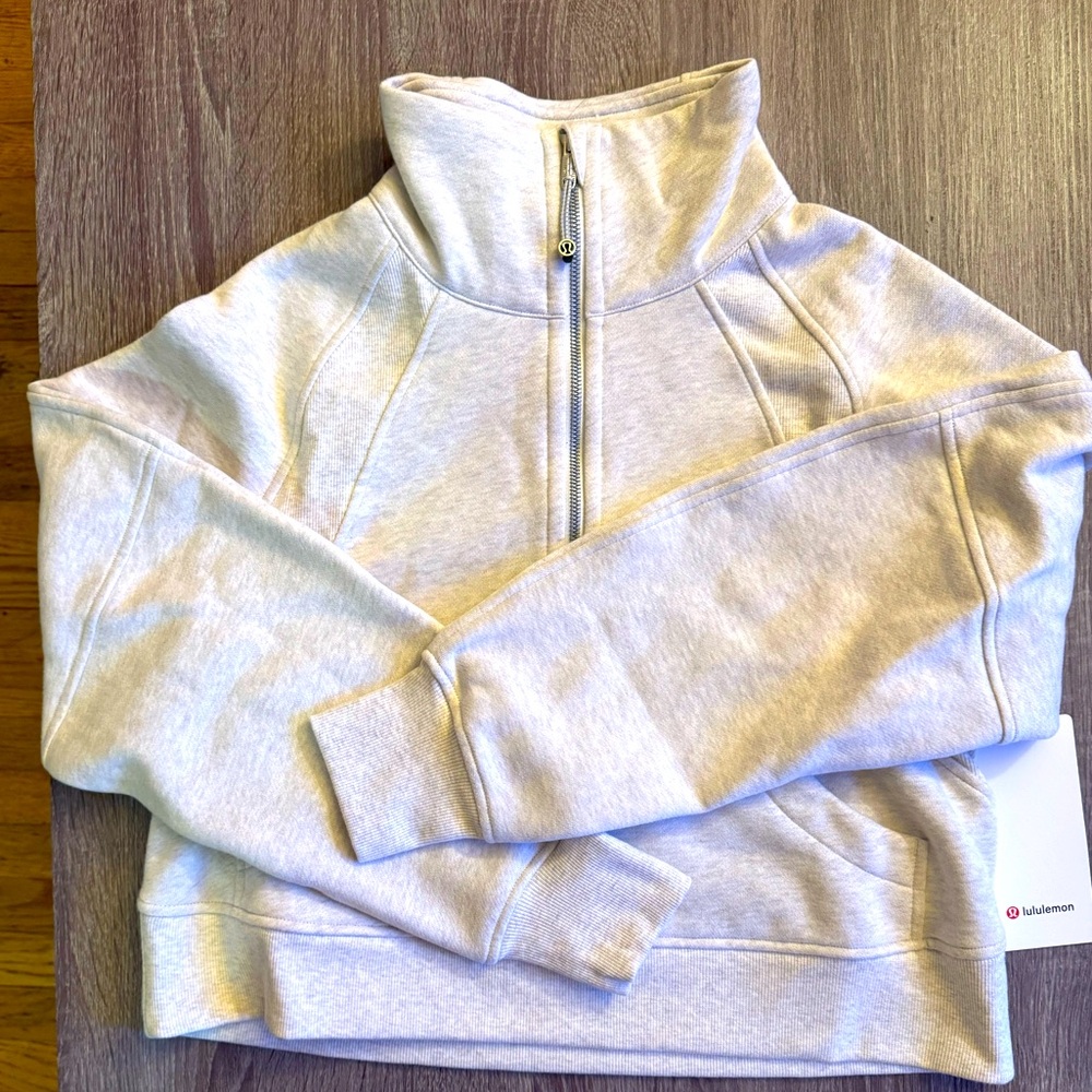 New with tags Lululemon Scuba oversized funnel neck sweater. Heathered Bone.XS/S